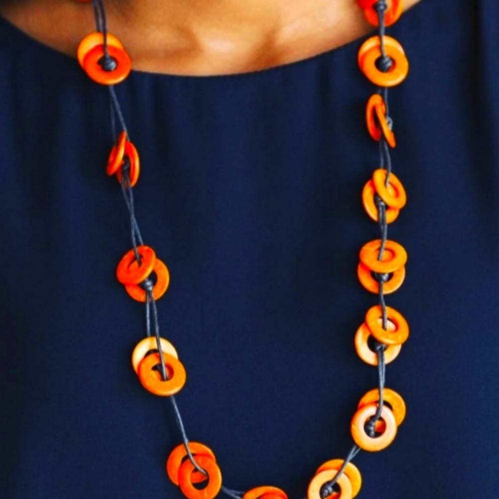 Orange long necklace